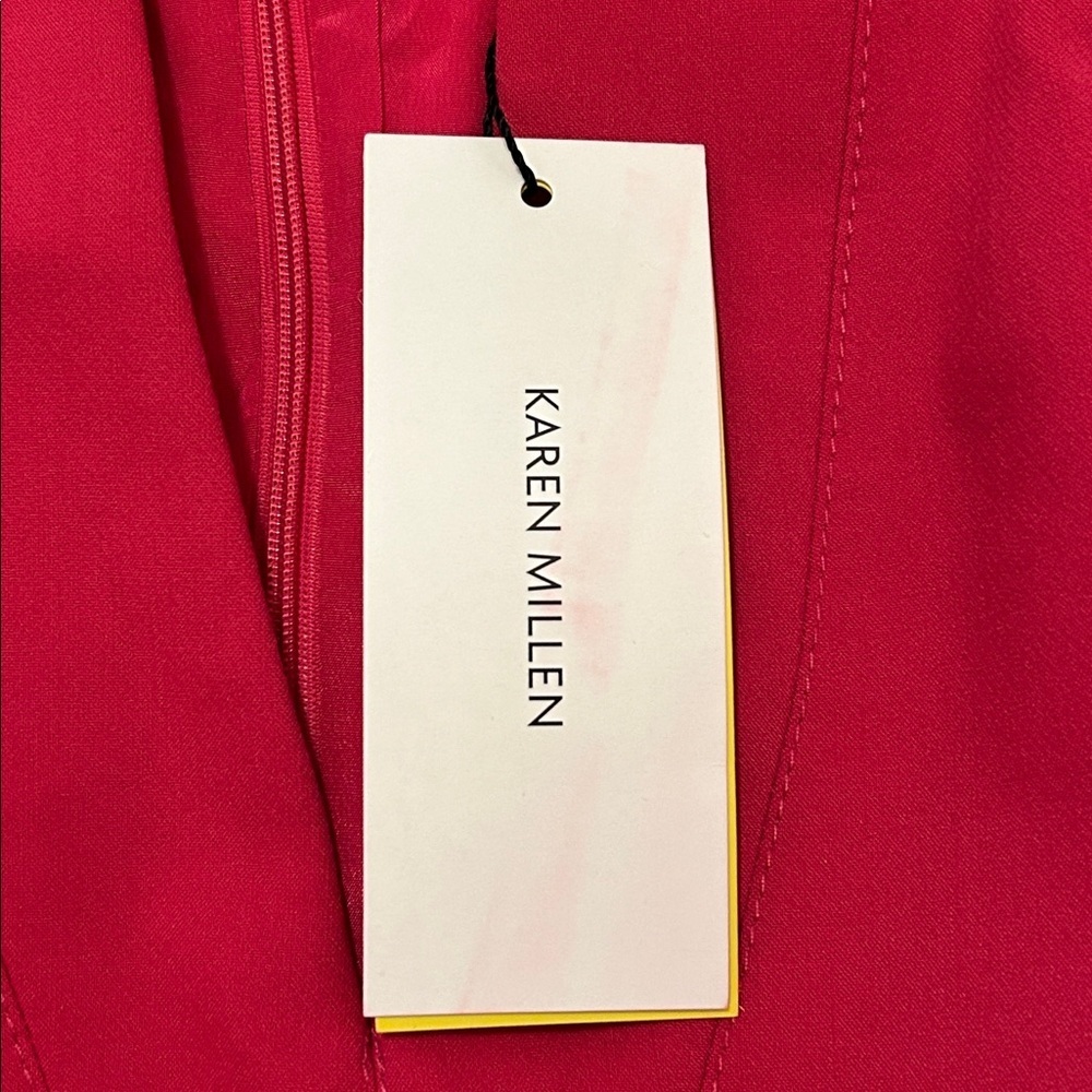 Karen Millen Forever Cinch Waist Cap A-Line Dress In Pink NWT Size US 10, UK 14 - Picture 9 of 12